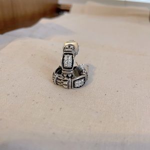 Lagos Caviar Diamond and Sterling Silver Hoops